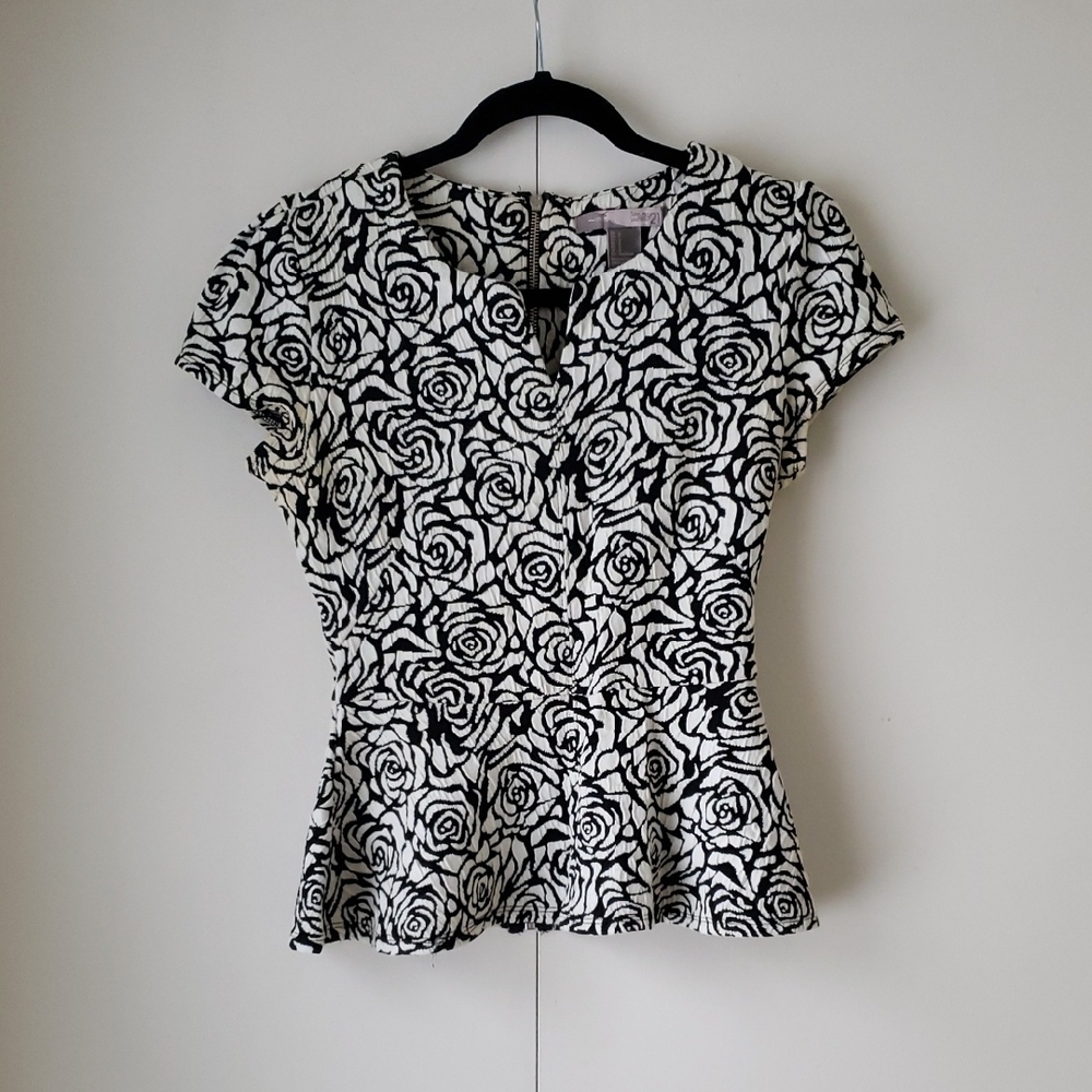 Forever 21 Rose Pattern Peplum Top